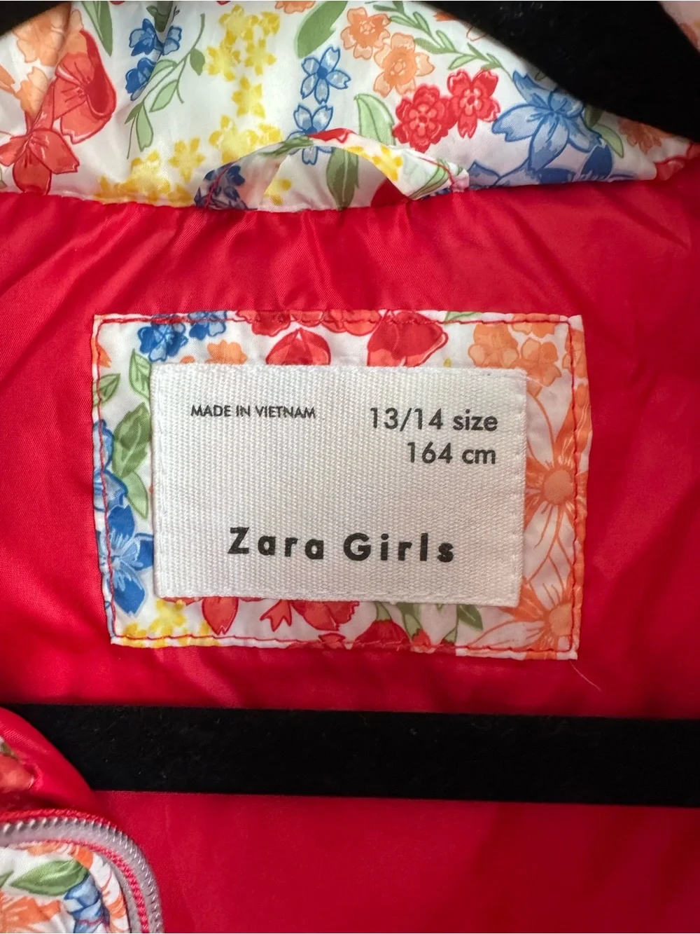 Zara Girls Floral Quilted Puffer Vest Size 13/14
